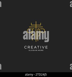 FP initial with monoline pillar logo style, luxury monogram logo design for legal firm vector graphic Stock Vector