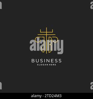 JB initial with monoline pillar logo style, luxury monogram logo design for legal firm vector graphic Stock Vector