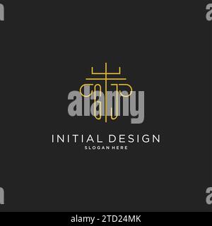 GJ initial with monoline pillar logo style, luxury monogram logo design for legal firm vector graphic Stock Vector