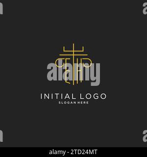EH initial with monoline pillar logo style, luxury monogram logo design for legal firm vector graphic Stock Vector