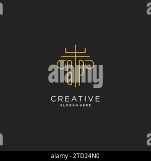 GP initial with monoline pillar logo style, luxury monogram logo design for legal firm vector graphic Stock Vector