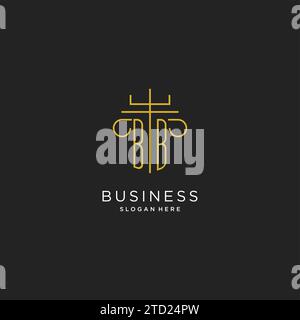 BB initial with monoline pillar logo style, luxury monogram logo design for legal firm vector graphic Stock Vector