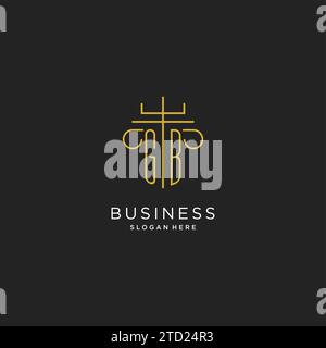 GB initial with monoline pillar logo style, luxury monogram logo design for legal firm vector graphic Stock Vector
