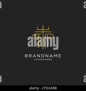FN initial with monoline pillar logo style, luxury monogram logo design for legal firm vector graphic Stock Vector