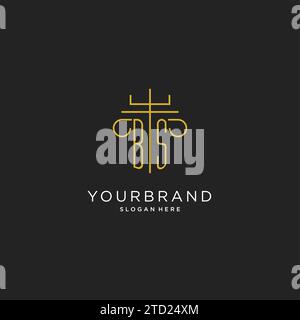 BS initial with monoline pillar logo style, luxury monogram logo design for legal firm vector graphic Stock Vector