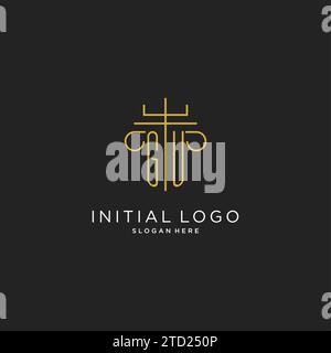 GU initial with monoline pillar logo style, luxury monogram logo design for legal firm vector graphic Stock Vector