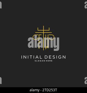 FW initial with monoline pillar logo style, luxury monogram logo design for legal firm vector graphic Stock Vector