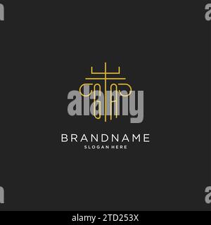 GA initial with monoline pillar logo style, luxury monogram logo design for legal firm vector graphic Stock Vector