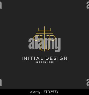 IJ initial with monoline pillar logo style, luxury monogram logo design for legal firm vector graphic Stock Vector