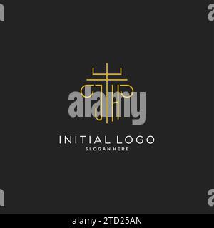 JH initial with monoline pillar logo style, luxury monogram logo design for legal firm vector graphic Stock Vector