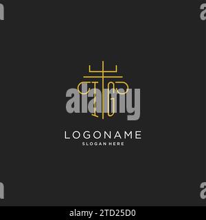 IG initial with monoline pillar logo style, luxury monogram logo design for legal firm vector graphic Stock Vector