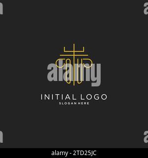 OU initial with monoline pillar logo style, luxury monogram logo design for legal firm vector graphic Stock Vector