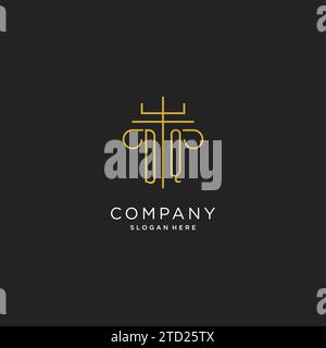 DQ initial with monoline pillar logo style, luxury monogram logo design for legal firm vector graphic Stock Vector