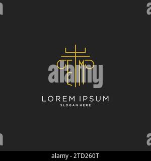 EM initial with monoline pillar logo style, luxury monogram logo design for legal firm vector graphic Stock Vector