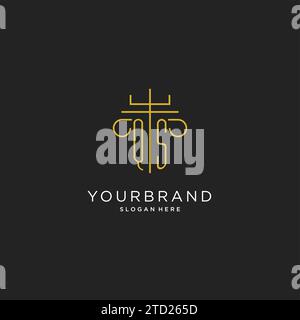 QS initial with monoline pillar logo style, luxury monogram logo design for legal firm vector graphic Stock Vector