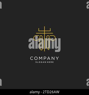OQ initial with monoline pillar logo style, luxury monogram logo design for legal firm vector graphic Stock Vector
