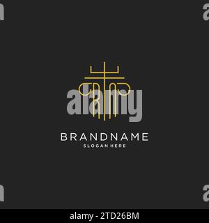 RN initial with monoline pillar logo style, luxury monogram logo design for legal firm vector graphic Stock Vector