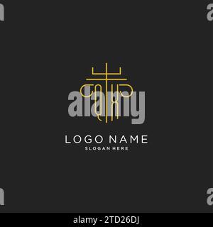 QX initial with monoline pillar logo style, luxury monogram logo design for legal firm vector graphic Stock Vector