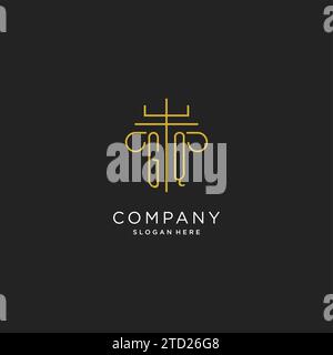 GQ initial with monoline pillar logo style, luxury monogram logo design for legal firm vector graphic Stock Vector