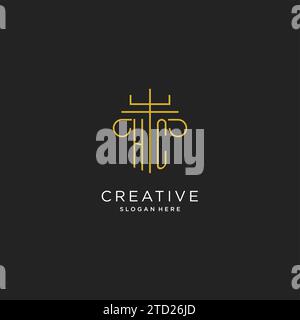 HC initial with monoline pillar logo style, luxury monogram logo design for legal firm vector graphic Stock Vector