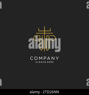 UD initial with monoline pillar logo style, luxury monogram logo design for legal firm vector graphic Stock Vector