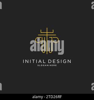 UJ initial with monoline pillar logo style, luxury monogram logo design for legal firm vector graphic Stock Vector