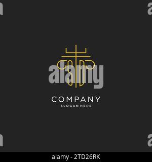 SD initial with monoline pillar logo style, luxury monogram logo design for legal firm vector graphic Stock Vector