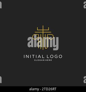 HU initial with monoline pillar logo style, luxury monogram logo design for legal firm vector graphic Stock Vector