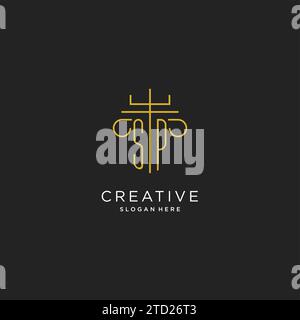 SP initial with monoline pillar logo style, luxury monogram logo design for legal firm vector graphic Stock Vector