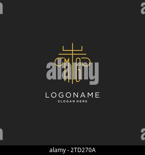 MG initial with monoline pillar logo style, luxury monogram logo design for legal firm vector graphic Stock Vector