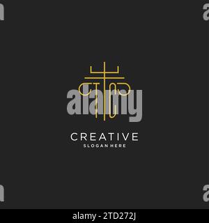 TC initial with monoline pillar logo style, luxury monogram logo design for legal firm vector graphic Stock Vector