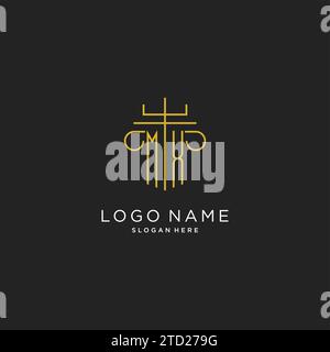 MX initial with monoline pillar logo style, luxury monogram logo design for legal firm vector graphic Stock Vector