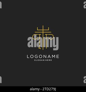 IT initial with monoline pillar logo style, luxury monogram logo design for legal firm vector graphic Stock Vector