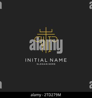 YI initial with monoline pillar logo style, luxury monogram logo design for legal firm vector graphic Stock Vector