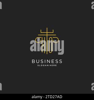 XO initial with monoline pillar logo style, luxury monogram logo design for legal firm vector graphic Stock Vector