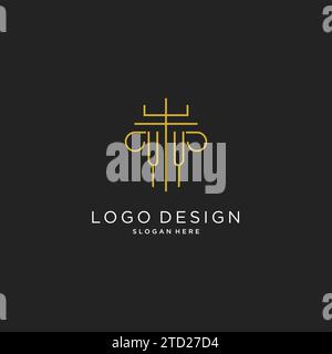 YY initial with monoline pillar logo style, luxury monogram logo design for legal firm vector graphic Stock Vector