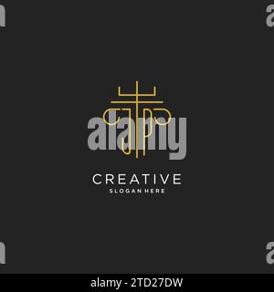 JP initial with monoline pillar logo style, luxury monogram logo design for legal firm vector graphic Stock Vector