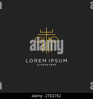 VM initial with monoline pillar logo style, luxury monogram logo design for legal firm vector graphic Stock Vector