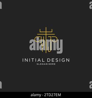 YJ initial with monoline pillar logo style, luxury monogram logo design for legal firm vector graphic Stock Vector