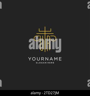 UR initial with monoline pillar logo style, luxury monogram logo design for legal firm vector graphic Stock Vector
