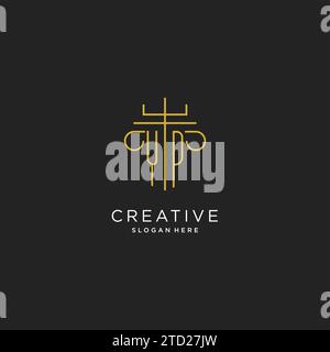 YP initial with monoline pillar logo style, luxury monogram logo design for legal firm vector graphic Stock Vector