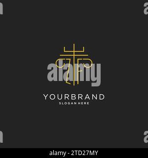 ZF initial with monoline pillar logo style, luxury monogram logo design for legal firm vector graphic Stock Vector