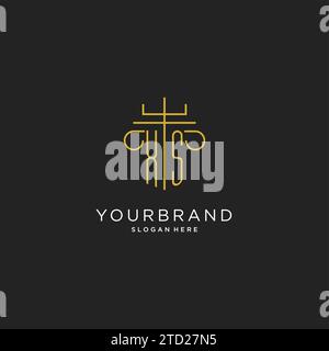 XS initial with monoline pillar logo style, luxury monogram logo design for legal firm vector graphic Stock Vector