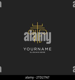 VE initial with monoline pillar logo style, luxury monogram logo design for legal firm vector graphic Stock Vector