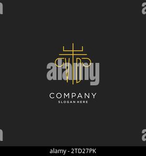 VD initial with monoline pillar logo style, luxury monogram logo design for legal firm vector graphic Stock Vector