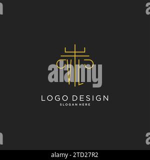 VL initial with monoline pillar logo style, luxury monogram logo design for legal firm vector graphic Stock Vector