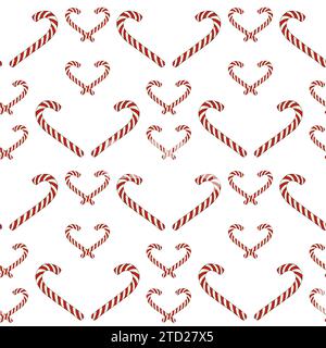 Candy canes simple seamless pattern on white background. Vector hand drawn elements for christmas design Stock Vector