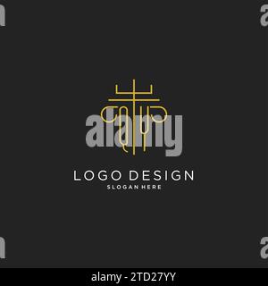 QY initial with monoline pillar logo style, luxury monogram logo design for legal firm vector graphic Stock Vector