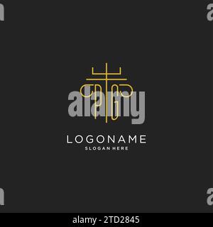 PG initial with monoline pillar logo style, luxury monogram logo design for legal firm vector graphic Stock Vector