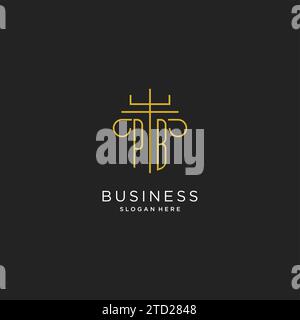 PB initial with monoline pillar logo style, luxury monogram logo design for legal firm vector graphic Stock Vector